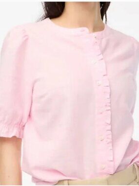 J.Crew Factory Light Pink Ruffled Button-Front Blouse like new